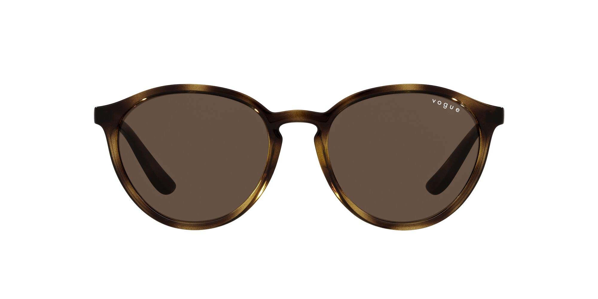 Vogue Eyewear Women's VO5374SF Low Bridge Fit Round Sunglasses, Dark Havana/Dark Brown, 55 mm