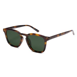 sojos polarized sunglasses for women men classic vintage style shades sj2155 with tortoise frame/green lens