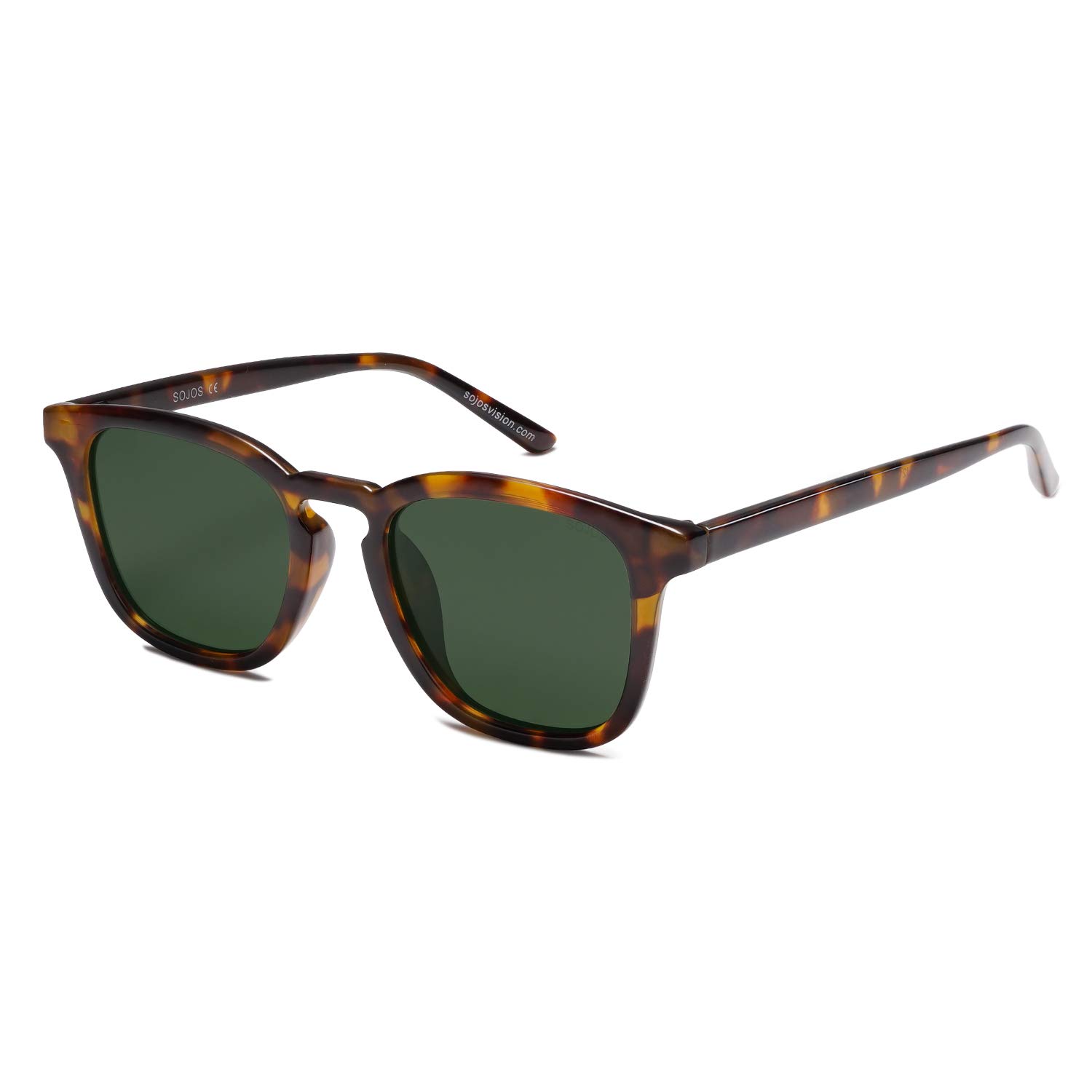 SOJOS Polarized Sunglasses for Women Men Classic Vintage Style Shades SJ2155 with Tortoise Frame/Green Lens