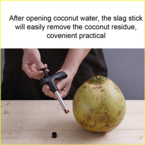 2 Pack Coconut Opener Tool with 4 Reusable Straws and Brush, Easy & Convenient Straw Hole Maker, Food Grade Stainless Steel Coconut Opening Tool Pouch Tap for Young Fresh Thai Hawaii Coco Water Juice