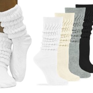 Jefferies Socks Womens Slouch Cotton Knit Socks 3 Pair Pack (Large, White)