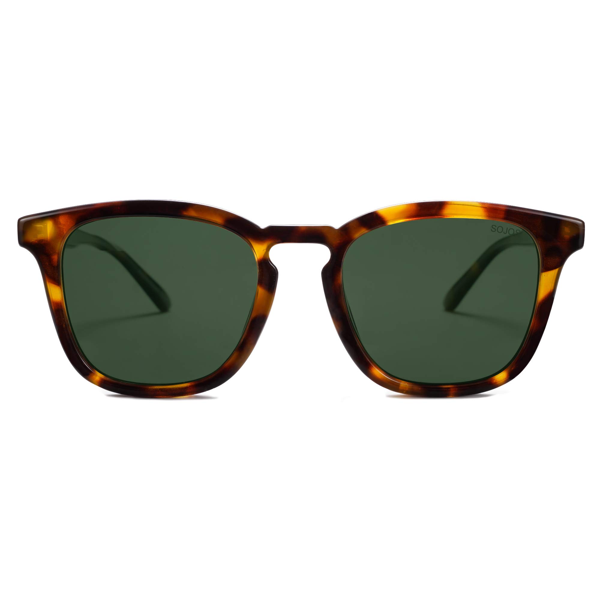 SOJOS Polarized Sunglasses for Women Men Classic Vintage Style Shades SJ2155 with Tortoise Frame/Green Lens