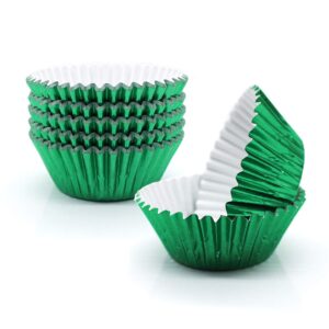 cupcake liners green,golf standard size green foil cupcake liners wrappers metallic baking cups,muffin paper cases, 100 pack