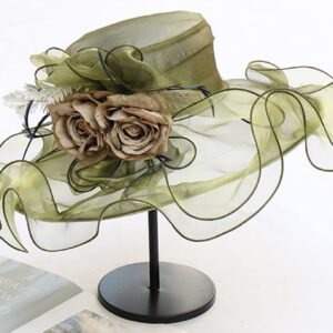 ORIDOOR Women Organza Fascinator Church Derby Hat Floral Tea Party Wedding Hat (013F Green) One Size …