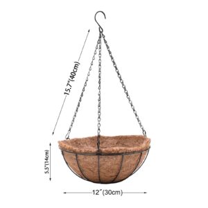 EIMQUVW Metal Hanging Planters Basket Set of 3 Hanging Flower Pots 12 Inch Chain Round Wire Plant Holder with Coco Coir Liner Garden Watering Hanging Baskets for Patio Garden Outdoor1