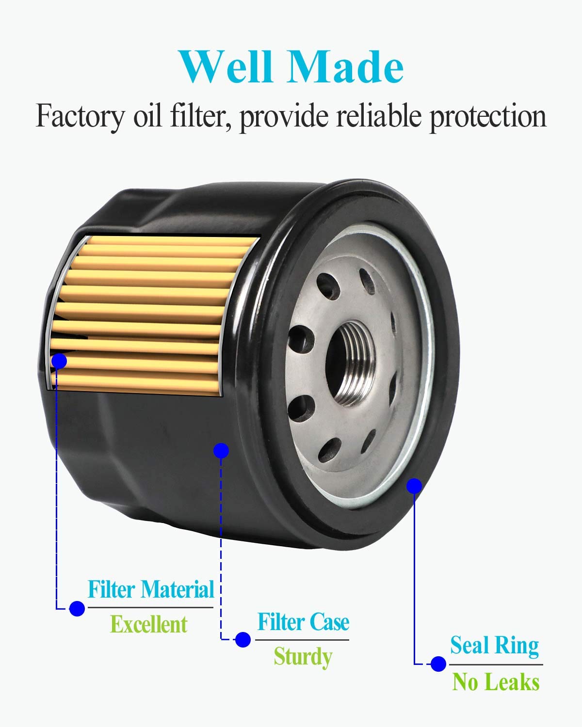 HOODELL 4 Pack 12 050 01-S Oil Filter, Professional Factory Oil Filter Fits Kohler Engine Troy Bilt Bronco 12 050 01 1205001-S 12 050 01-S1, Lawn Mower Oil Filter