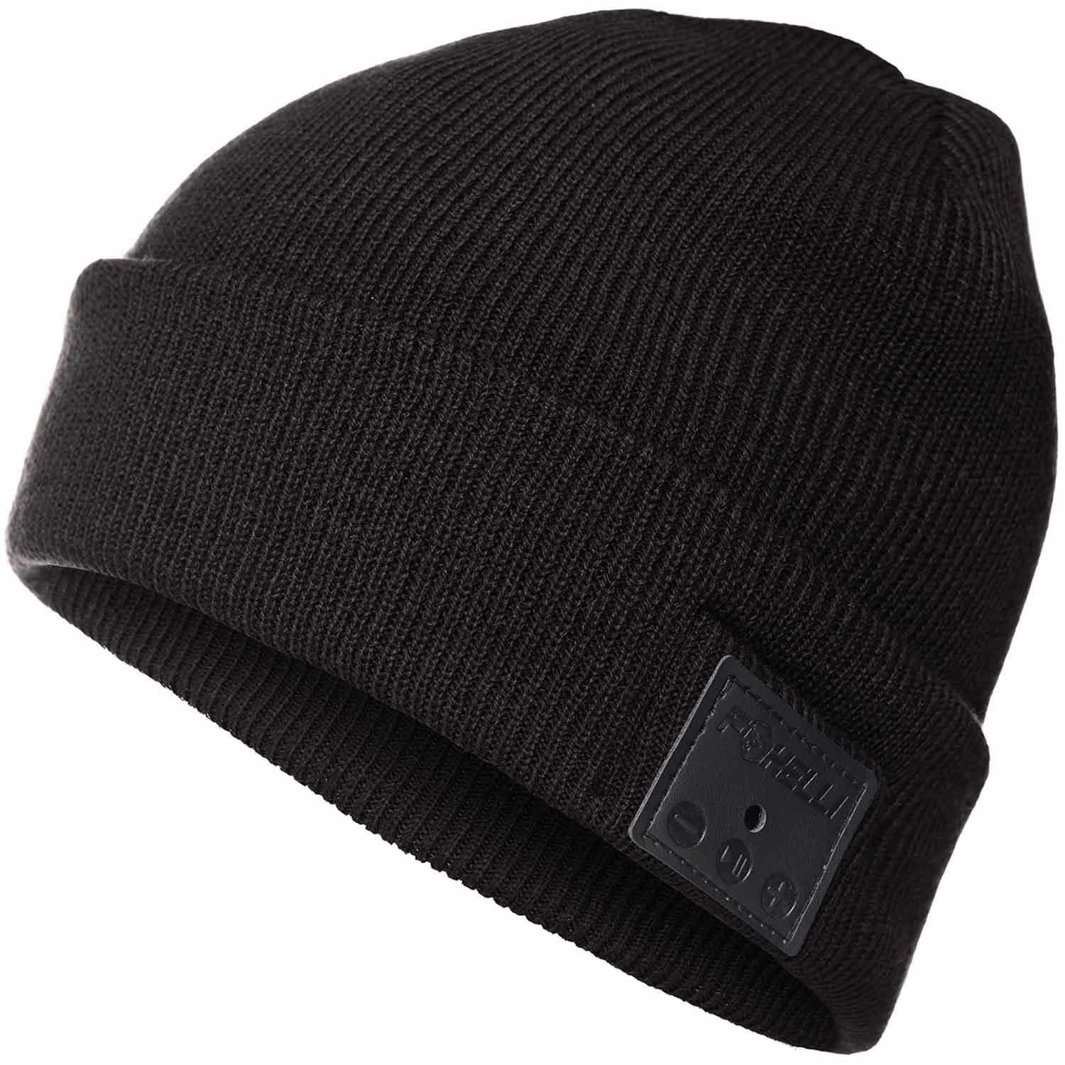 Foxelli Bluetooth Beanie – Wireless Beanie Hat with Headphones for Men & Women Black