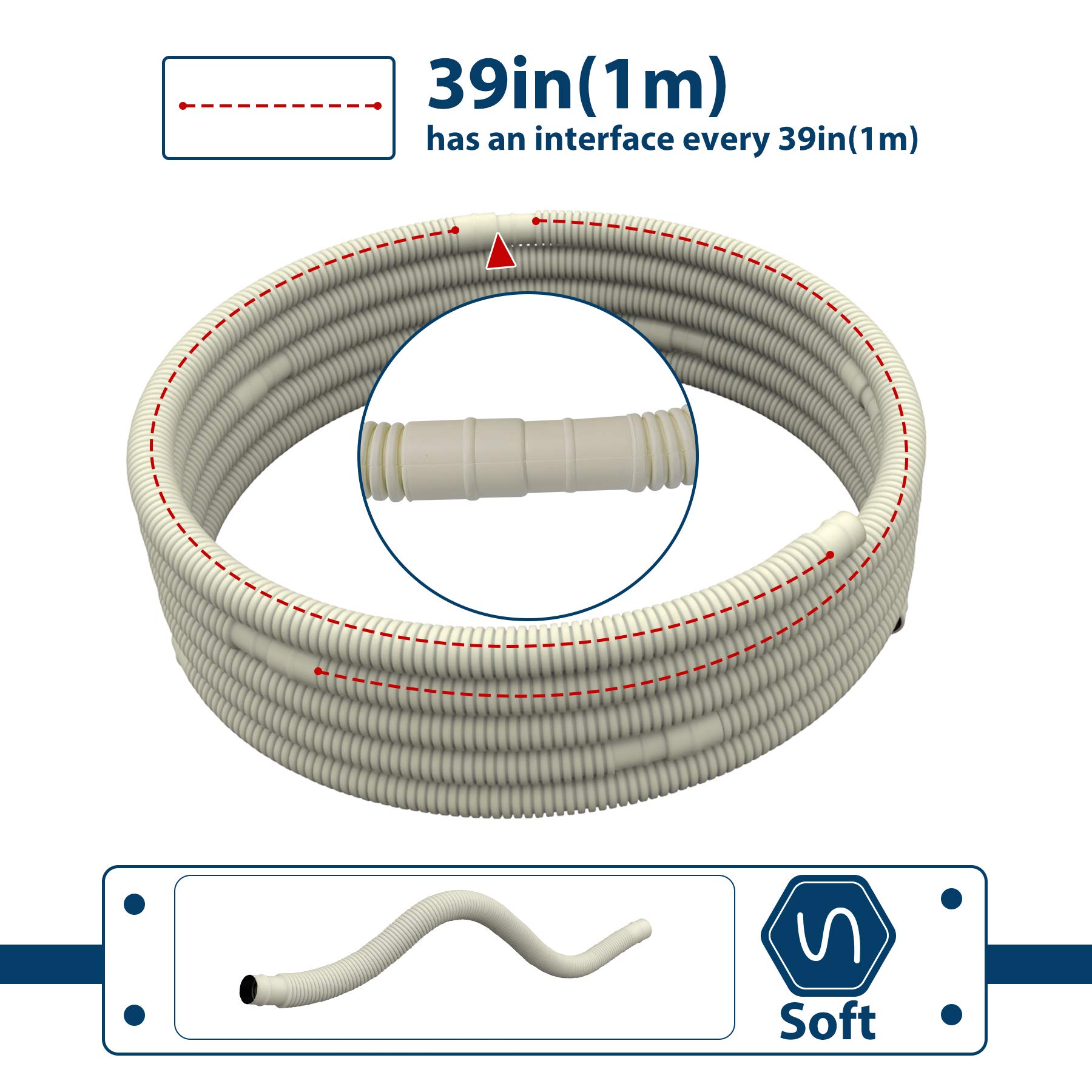 Pearwow AC Water Drain Hose Flexible for Universal Ductless Mini-Split Air Conditioner Heat Pump System (26ft)