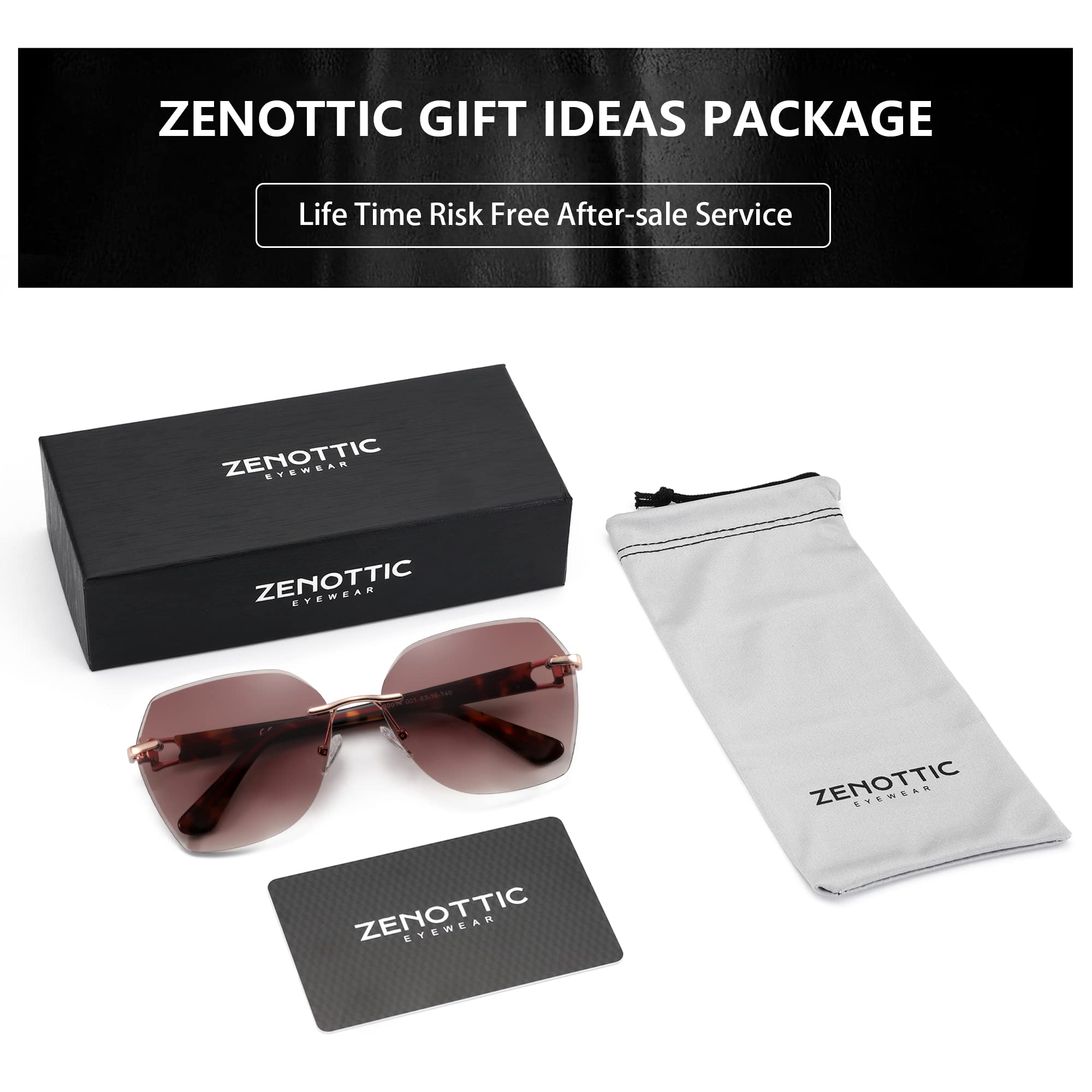 ZENOTTIC Oversized Rimless Sunglasses for Women Geometric Diamond Cutting Gradient Lens UV Protection Fashion Shades Trendy