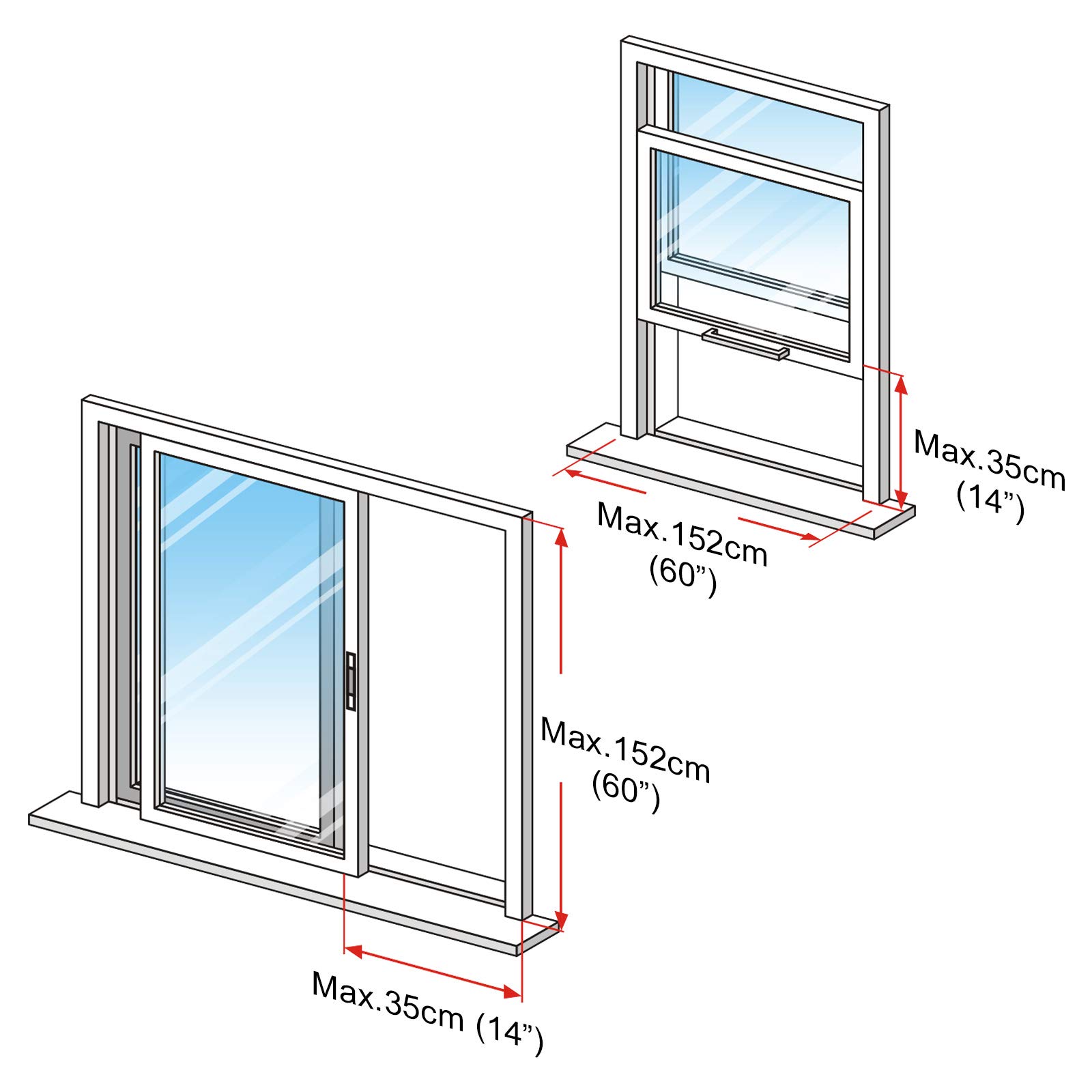 HOOMEE Air Lock for Portable Air Conditioner,Window Seal for Mobile Air Conditioning. Max Size 14x60 Inch