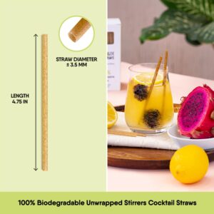 The Veggie Straws – 150 PCS of 4.75 Inches Unwrapped Biodegradable Drink Stirrers – Made of Vegetable Fibers, Best Cocktail Stirrers for Drinks of All Kinds