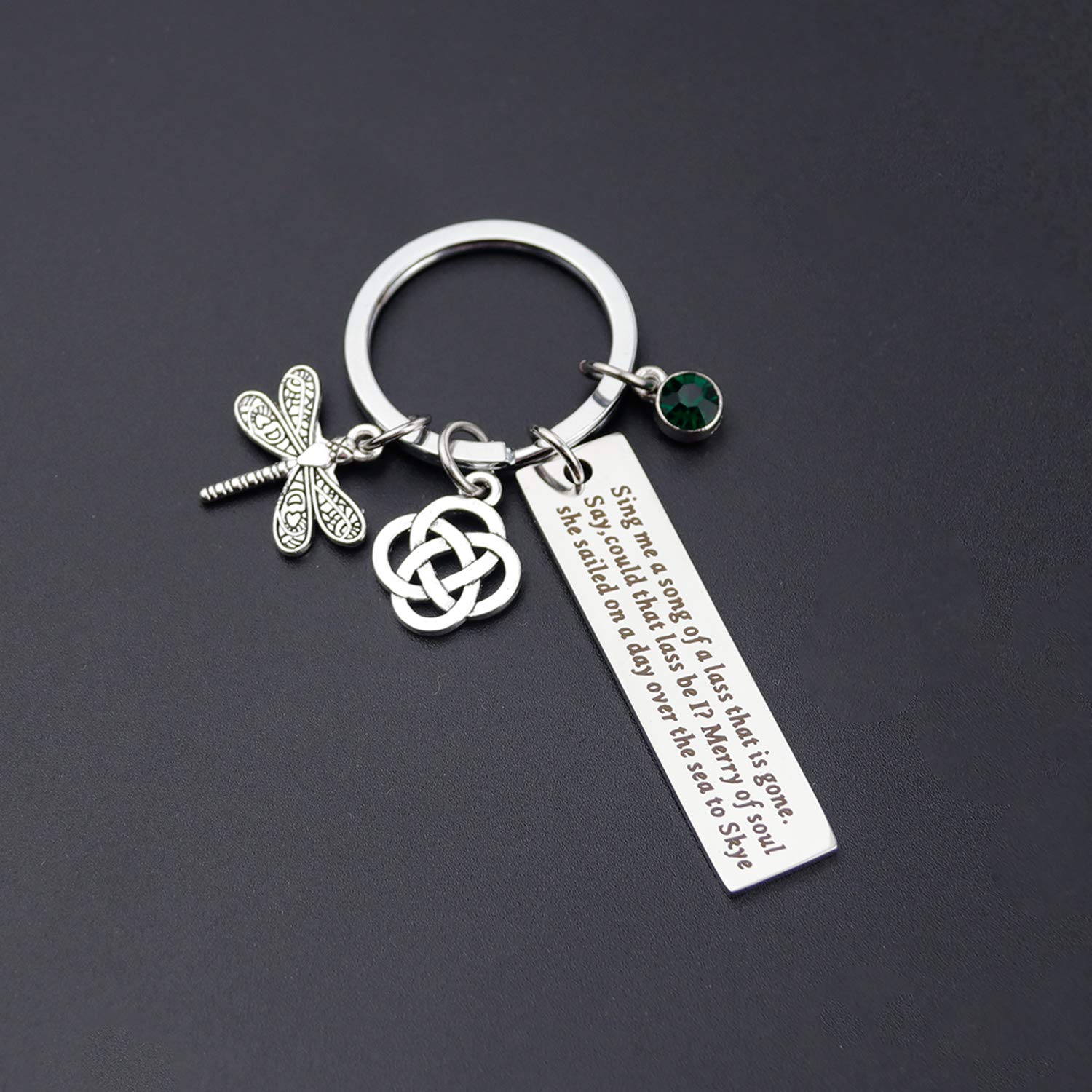 Outlanden Theme Gift Sing Me a Song of a Lass That is Gone Lyrics Dragonfly Keychain Claire Jamie Fraser Lover Gift for Outlander Fans Inspired Jewelry (Keychain)