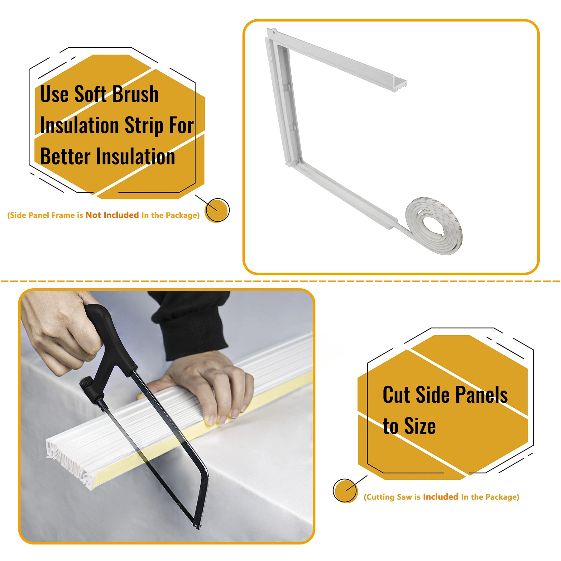 LBG Products Air Conditioner Side Panel Kit for Window AC Units, Fits Up to 17" H x 10" W,Double Layers Window AC Side Panels Kit for Window Air Conditioner Replacement Screen,2 Pack