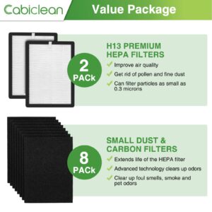 Cabiclean H13 True HEPA ProHEPA 9000 Replacement Filter Compatible with VEVA 9000 Air Puri-fiers, 2 Pack H13 Premium HEPA Replacement Filters & 8 Activated Carbon Pre-Filters