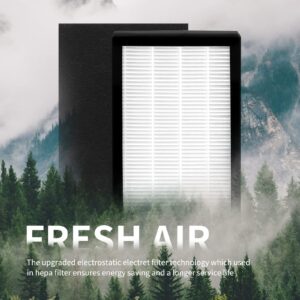 FLT4100 HEPA Filter E Replacement for Air Purifier AC4100, AC4100CA, AC4150BL, AC4150PCA, Funmit 2 True HEPA Filter + 8 Activated Carbon Filter