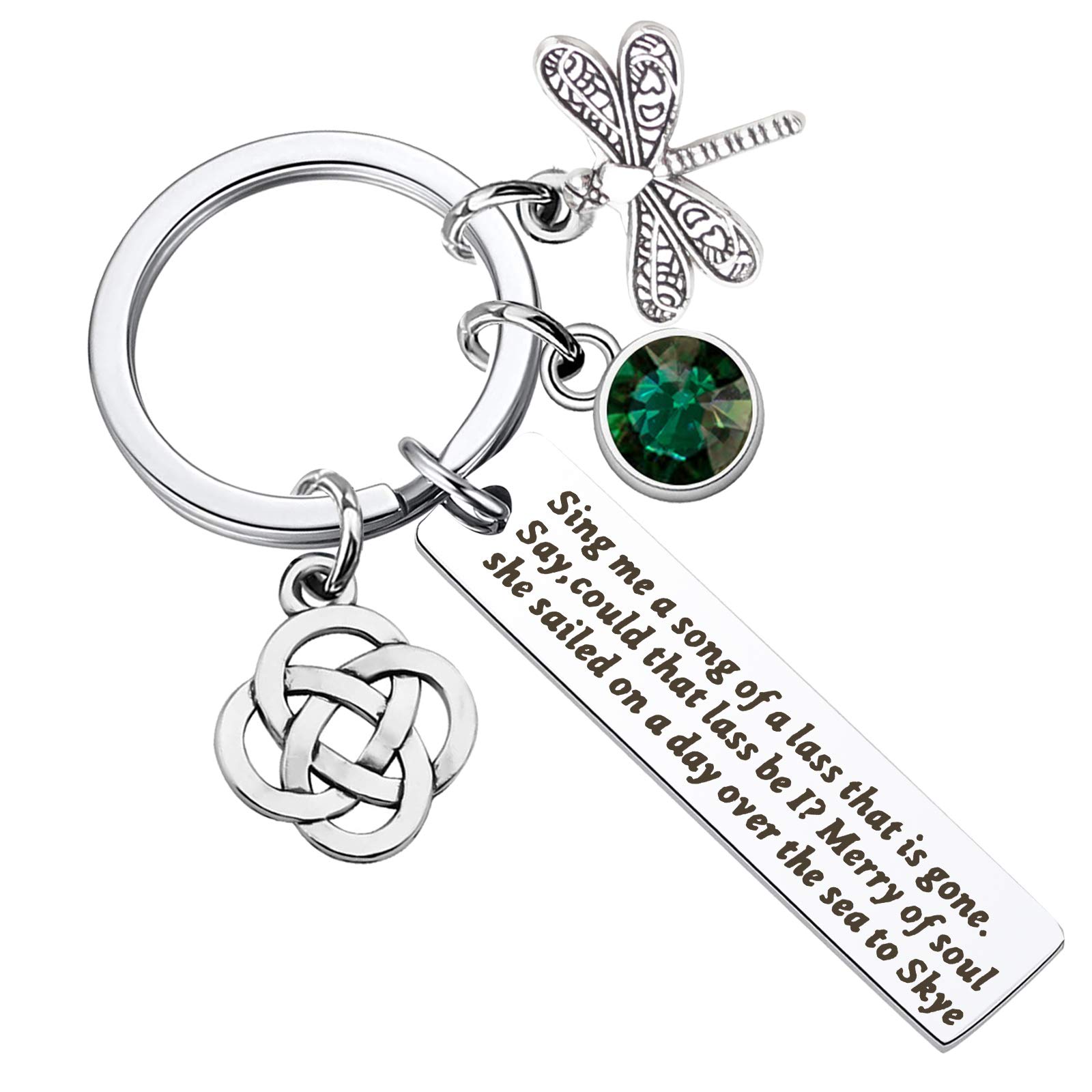 Outlanden Theme Gift Sing Me a Song of a Lass That is Gone Lyrics Dragonfly Keychain Claire Jamie Fraser Lover Gift for Outlander Fans Inspired Jewelry (Keychain)