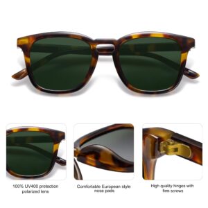 SOJOS Polarized Sunglasses for Women Men Classic Vintage Style Shades SJ2155 with Tortoise Frame/Green Lens