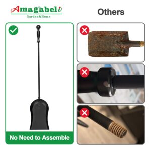 AMAGABELI GARDEN & HOME 32" Fireplace Shovel for Ash Heavy Duty Ash Shovel Gardening Fireplace Tools Wrought Iron Long Handle BBQ Grill Campfire Indoor Outdoor Wood Stove Hearth Accessories Black