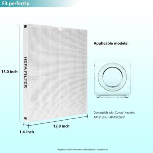 Lhari AP-1512HH True HEPA Filter Replacement, Compatible with Coway Airmega AP-1512HH and 200M Air Purifier, Compare to AP-1512HH-FP, AP-1518R, AP-1519P Air Filter, Item NO #3304899, 2-Pack