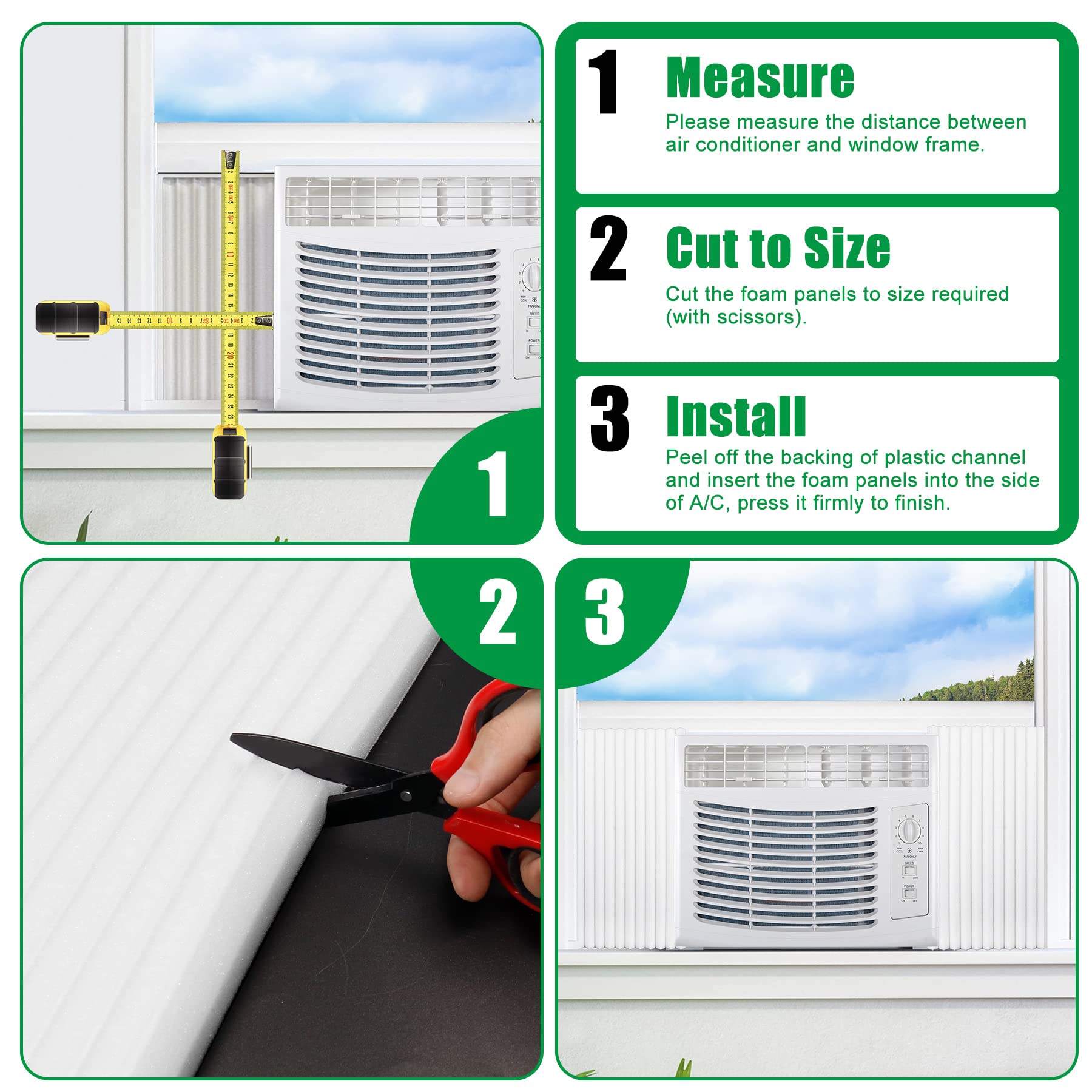 Forestchill Window Air Conditioner Side Panels, Universal Window AC Insulation Foam Panels, Pack of 2 Insulated Window AC Side Panels, 17 x 9 x 7/8 inches