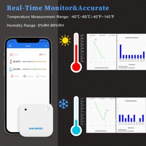 Inkbird Wireless Thermometer Humidity and Temperature Monitor, IBS-TH2 Freezer Thermometer Bluetooth Temperature Sensor Smart, with APP for Android and iOS (Temperature and Humidity Sensor)