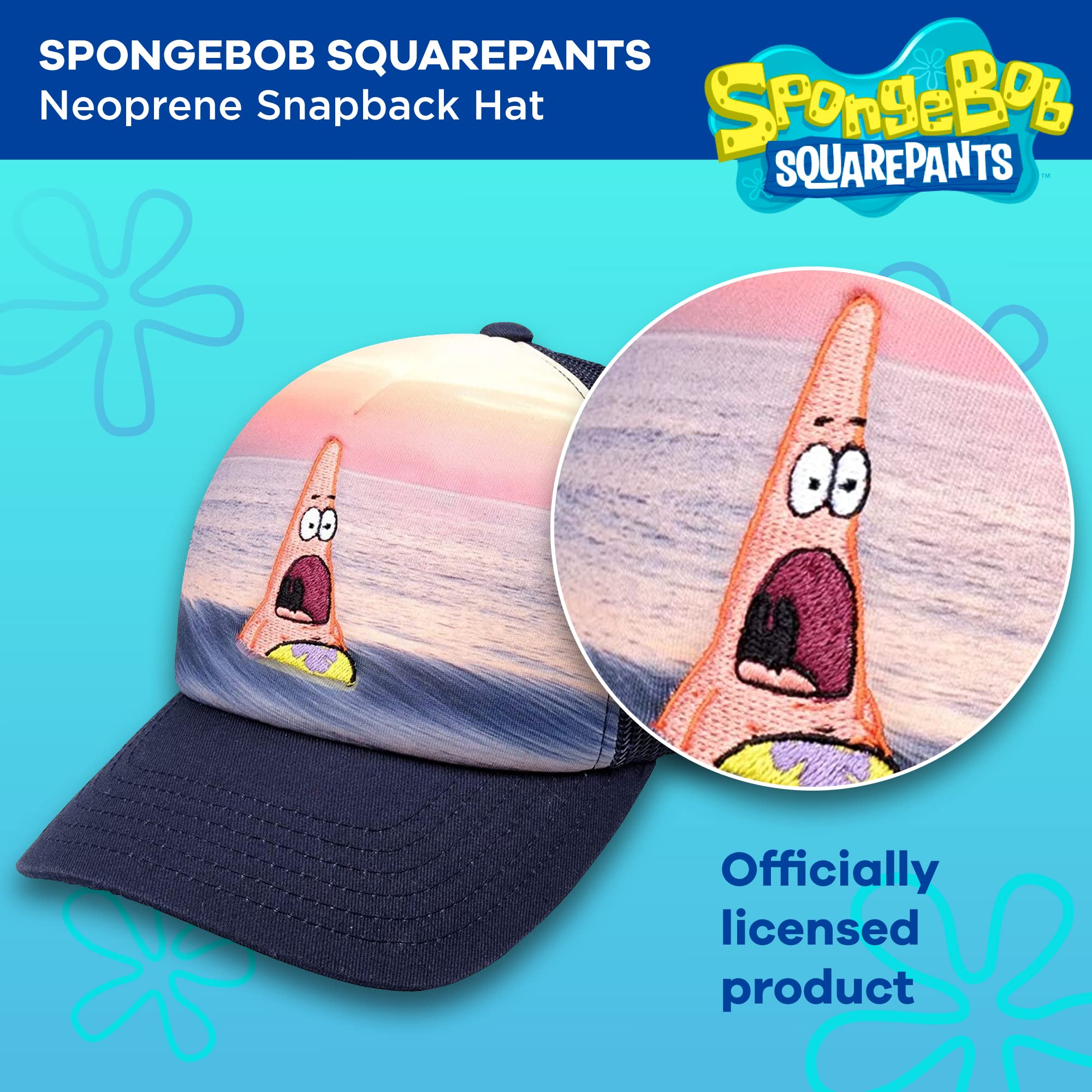 Spongebob Squarepants Trucker Hat, Patrick Star Adjustable Snapback Baseball Cap, Navy Blue, One Size