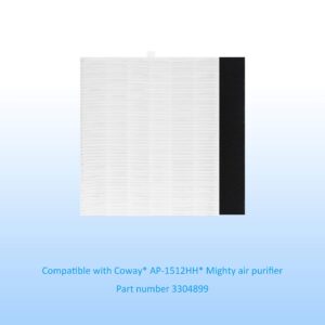 AP-1512HH True HEPA Replacement filter, Compatible with Coway Airmega AP-1512HH, AP-1512HH-FP, AP-1518R, AP-1519P, Item NO #3304899 (2 HEPA Filters + 4 Odor Pre-filters)