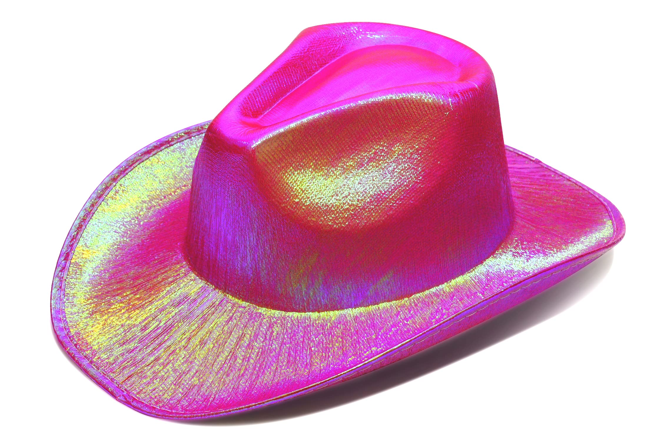 SoJourner Bags Neon Sparkly Glitter Space Cowboy Hat - Fun Metallic Purple Holographic Halloween Party Disco Cowgirl Hat for Birthday & Bachelorette