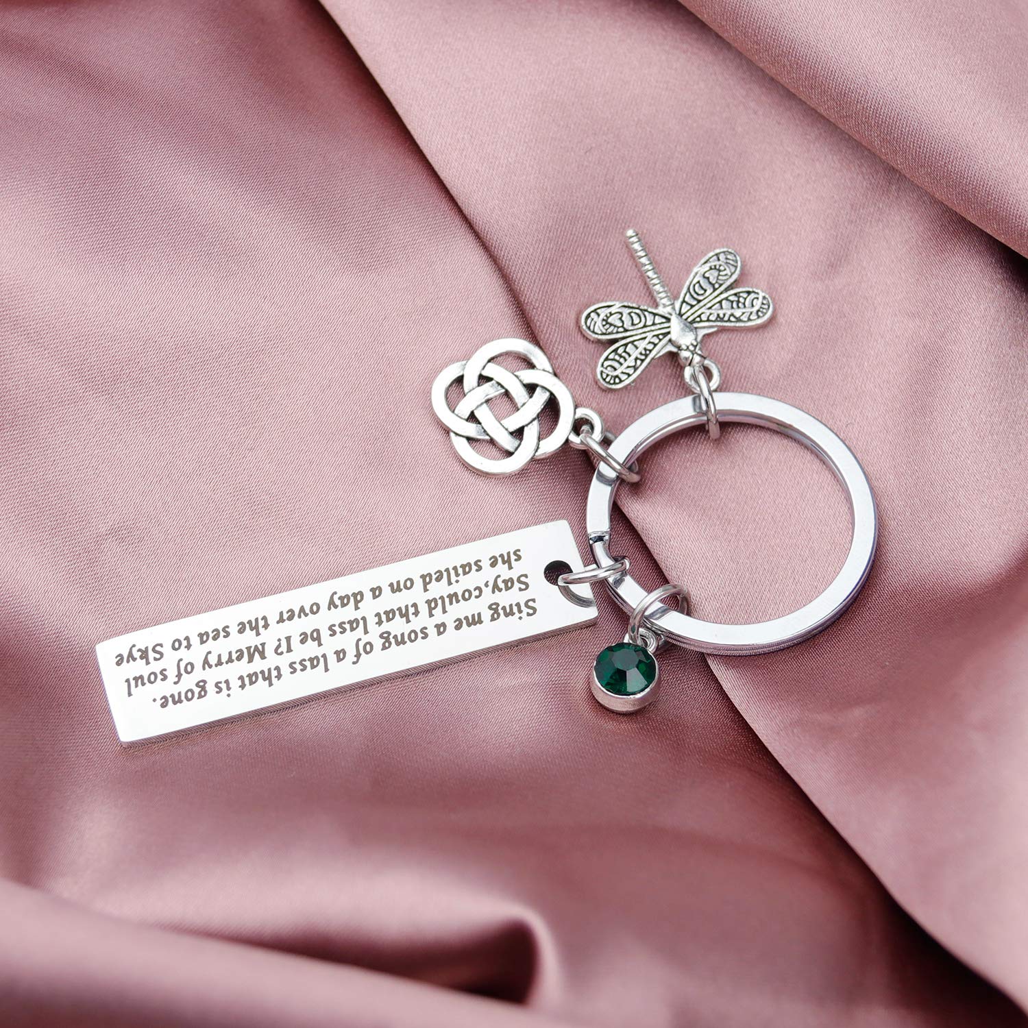 Outlanden Theme Gift Sing Me a Song of a Lass That is Gone Lyrics Dragonfly Keychain Claire Jamie Fraser Lover Gift for Outlander Fans Inspired Jewelry (Keychain)