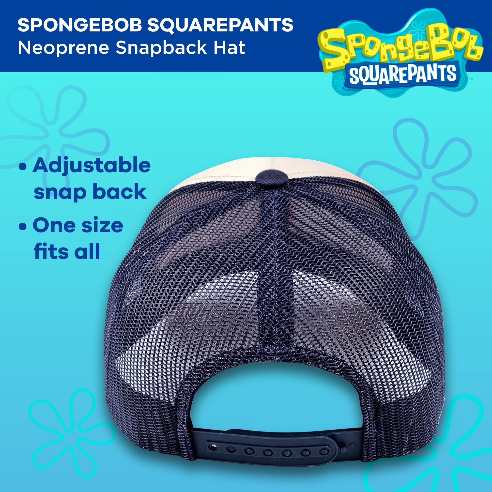 Spongebob Squarepants Trucker Hat, Patrick Star Adjustable Snapback Baseball Cap, Navy Blue, One Size