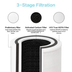 Flintar TPAP001 H13 True HEPA Replacement Filter, Compatible with TOPPIN TPAP001 Air Purifier Comfy Air C2, 3-in-1 H13 True HEPA Filter Set, Part # TPFF001, 2-Pack