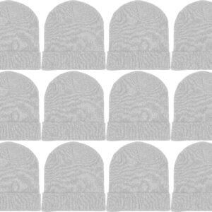 12 Pack Winter Beanie Hats for Men Women, Warm Cozy Knitted Cuffed Skull Cap, Wholesale