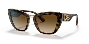 dolce & gabbana women's round fashion sunglasses, havana/gradient brown, one size