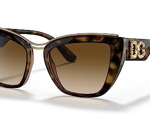 Dolce & Gabbana Women's Round Fashion Sunglasses, Havana/Gradient Brown, One Size