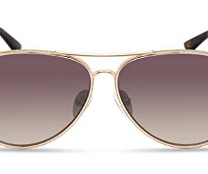 GUESS Women's Classic Aviator Pilot Sunglasses, Gold, 58mm