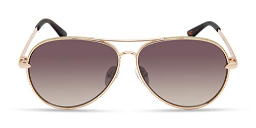 GUESS Women's Classic Aviator Pilot Sunglasses, Gold, 58mm