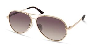 guess women's classic aviator pilot sunglasses, gold, 58mm