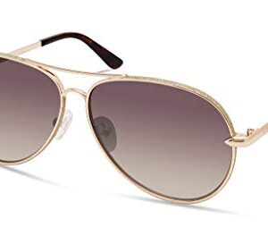 GUESS Women's Classic Aviator Pilot Sunglasses, Gold, 58mm