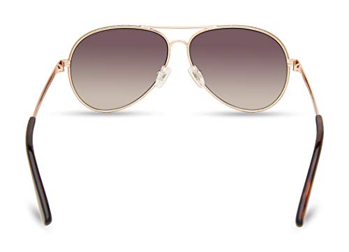 GUESS Women's Classic Aviator Pilot Sunglasses, Gold, 58mm