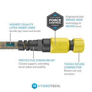 HydroTech 100 ft Expandable Garden Hose - Burst Proof & Lightweight, Flexible Water Hose with Durable Reinfordced Latex Core & Solid Brass Fittings for Lawn, Garden, Car Washing