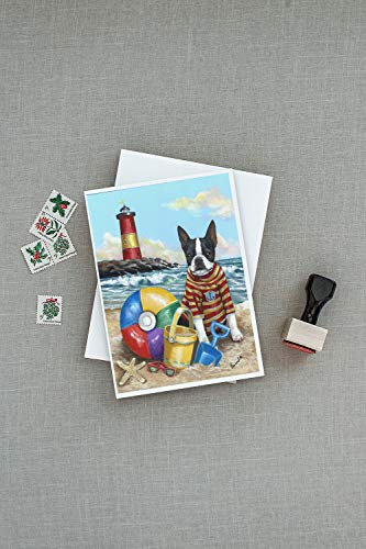 Caroline's Treasures PPP3032GCA7P Boston Terrier Beach Baby Greeting Cards and Envelopes Pack of 8 Blank Cards with Envelopes Whimsical A7 Size 5x7 Blank Note Cards