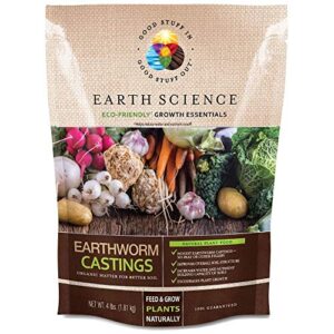 earth science – earthworm castings – premium plant fertilizer for indoor & outdoor plants – soil enhancer for vegetable gardens 4lb