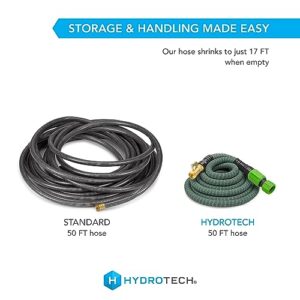 HydroTech 50 ft Expandable Garden Hose - Burst Proof & Lightweight, Flexible Water Hose with Durable Reinfordced Latex Core & Solid Brass Fittings for Lawn, Garden, Car Washing