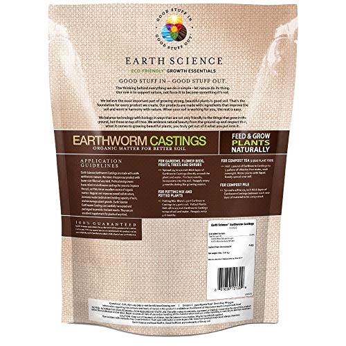 Earth Science – Earthworm Castings – Premium Plant Fertilizer for Indoor & Outdoor Plants – Soil Enhancer for Vegetable Gardens 4lb