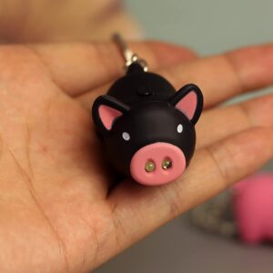 YYaaloa 3pcs Piggy Design Keychains Led Keychains Flashlight Sound Rings Creative Kids Toys Pig Cartoon Sound Light Key chains with key rings