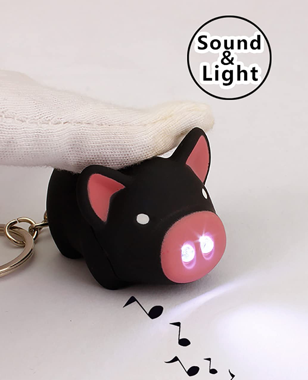 YYaaloa 3pcs Piggy Design Keychains Led Keychains Flashlight Sound Rings Creative Kids Toys Pig Cartoon Sound Light Key chains with key rings