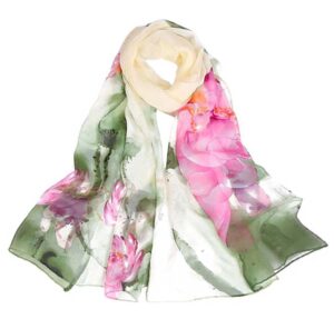 acotavie scarfs for women lightweight print floral pattern scarf fashion scarves sunscreen wraps shawls (lotus&green)