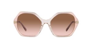 coach hc8315 sunglasses, gradient transparent peach/brown rose gradient, 57 mm