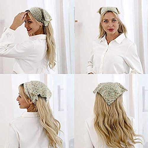 TOBATOBA Floral Hair Scarf Headband 5 Pcs Hair Bandanas Chiffon Boho Headbands for Women Elastic Head Bandana for Women Girls Hair Accessories