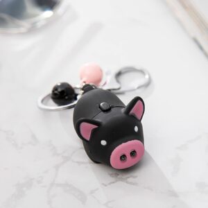 YYaaloa 3pcs Piggy Design Keychains Led Keychains Flashlight Sound Rings Creative Kids Toys Pig Cartoon Sound Light Key chains with key rings